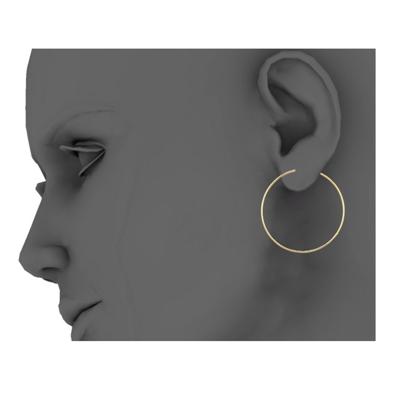 14K Yellow Gold Polished Endless Extra Large Hoop - Picture 2 of 4